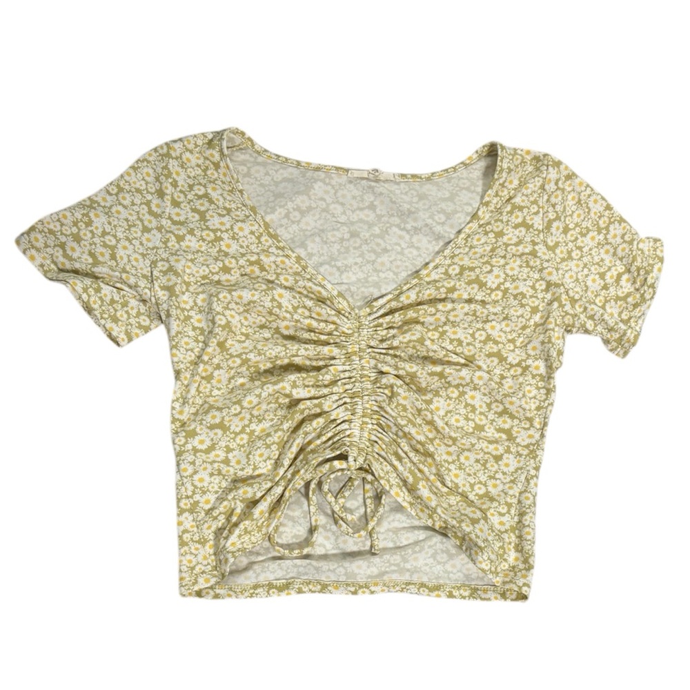 Pie in the Sky- Green Floral Scrunched Top